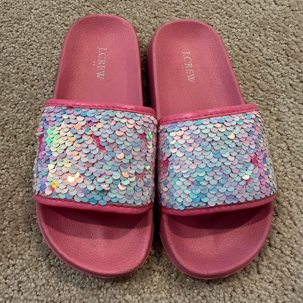 J. Crew Pink and Multicolor Sequin Slides